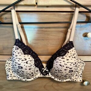 Black/cream print bra 38B